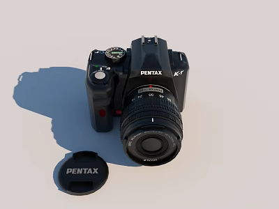 PENTAX Digital Camera With Black Body Lens And Lens Cap Design 3d model