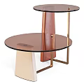 Modern Round Glass Top Coffee Table With Copper Metal Layered Base 3d model