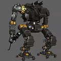 Black Mechanical Robot Character Design With Yellow Accents And Mechanical Joints