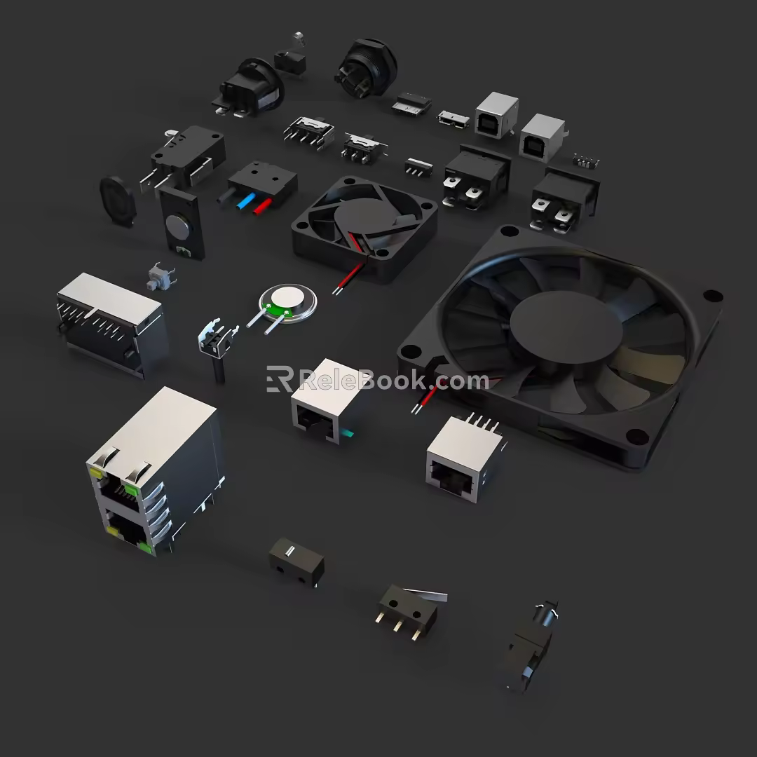 Industrial grade jack fan horn switch button socket 3d model