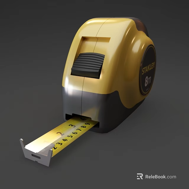 Stanley Yellow Retractable Tape Measure With Clear Measurement Scale For Home Use 3d model 