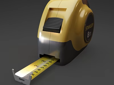 Stanley Yellow Retractable Tape Measure With Clear Measurement Scale For Home Use 3d model