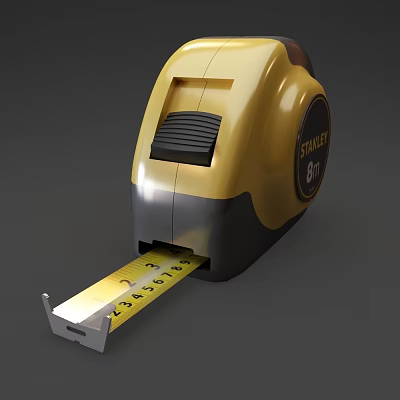 Stanley Yellow Retractable Tape Measure With Clear Measurement Scale For Home Use 3d model