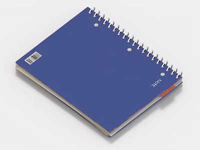 Blue Spiral Bound Notebook With Red Tab And Durable Cover For Daily Use 3d model