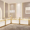 Elegant Jewelry Display Counter Cabinets With Golden Frame Glass Showcase For Luxury Jewelry