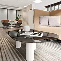 Modern Public Office Space Interior With Sofa Coffee Table Chairs And Green Plants