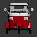 Red And White Tricycle Truck With Flatbed Cargo Area And Simple Design