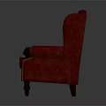 Classic Red Tufted Armchair With Carved Armrests And Wooden Legs