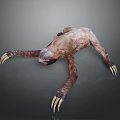 Sloth Game Character With Extended Limbs Long Claws And Brown Fur 3d model