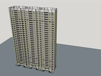 Modern High Rise Residential Building With Regular Window Arrangement Exterior Design 3d model