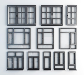 Modern casement window combination 3d model