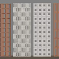 Modern Room Dividers with Square and Rectangular Cutouts in Brown and White Tones 3d model