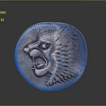 Vintage Antique Copper Coin With Embossed Lion Head Round Design And Textured Surface