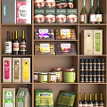 Organized Retail Display Shelves Filled With Assorted Food Products And Beverages
