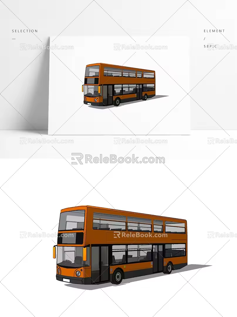 modern bus double-decker bus bus 3d model