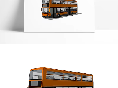 Bright Orange Double Decker Bus City Transportation Vehicle With Large Windows And Urban Design 3d model