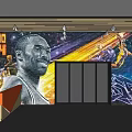 Storefront Reception with Kobe Mural Starry Sky Background Basketball Players Mystery Star Park