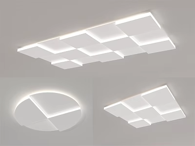 Modern LED Ceiling Light With Geometric Square Round Panel Design And Bright Illuminated Surface 3d model