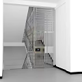 Bright Office Corridor With Staircase Metal Railing And Access Control System 3d model