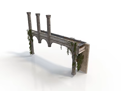 Classical Stone Architectural Structure With Columns Arches And Climbing Vines 3d model