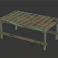 Rustic Vintage Wooden Table With Plank Top Natural Grain And Sturdy Legs For Home Use