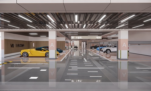 Tooling Public Space Parking Lot Rest Station Office Government Agency Bank Elevator Corridor 3d model