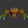 Colorful 3D Rendered Fantasy Spider Character With Orange Legs Green Claws And Purple Body