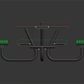 Square Red Outdoor Picnic Table With Green Benches And Black Legs