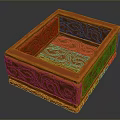 Orange Square Storage Box with Intricate Swirl Pattern for Home Use 3d model