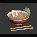 Adorable Cat Licking Ramen Noodles In Pink Bowl With Egg Green Onions And Chopsticks