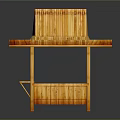 Handcrafted Bamboo Display Stand With Striped Design And Multiple Layers