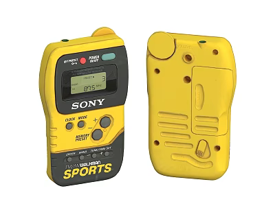 Sony Sports Digital Portable Device With Yellow Casing And Control Buttons 3d model