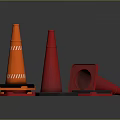 Orange And Red Traffic Cones With Square Round Pads And Bases