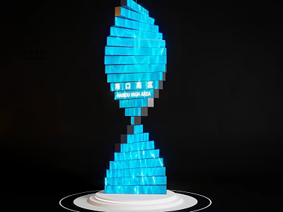 Blue 3D Block Structure Commercial Display Equipment With White Circular Base 3d model