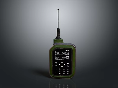 Green Portable Walkie Talkie With Antenna Digital Display Screen And Numeric Keypad 3d model