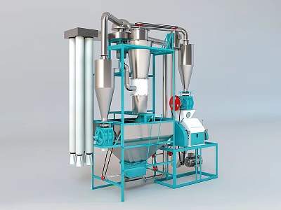 Industrial Agricultural Equipment for Grain Processing with Conical Parts and Pipes 3d model