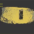 Abstract Rock Sculpture With Hollow Center And Layered Stone Blocks On Reflective Surface