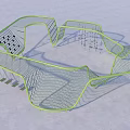 Modern Outdoor Playground Equipment With Green Frame Net Structure And Swings