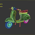 Vintage Green Scooter with Retro Design Black Seat Headlight and Metal Body