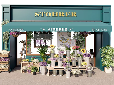 Stohrer Flower Shop Outdoor Display With Colorful Flowers And Potted Plants 3d model
