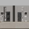 Modern Laundry Room Interior With Washing Machine Dryer Cabinets And Sink