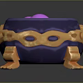 Ornate Blue Cauldron With Golden Star Design And Pink Orbs Inside
