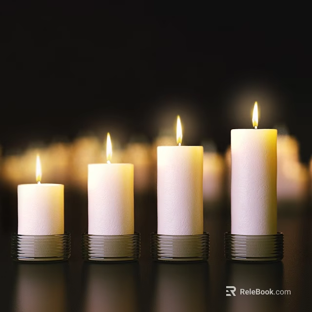 Lit White Candle Lamps With Transparent Base For Warm Home Ambiance 3d model 