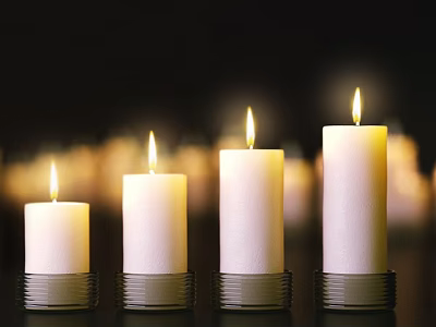 Lit White Candle Lamps With Transparent Base For Warm Home Ambiance 3d model