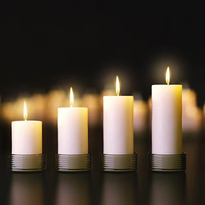 Lit White Candle Lamps With Transparent Base For Warm Home Ambiance 3d model