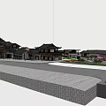 Hotel Building Complex Layout With River And Green Surrounding Areas