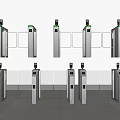 Public Facilities Modern Silver Turnstiles With Sensors And Green Indicators