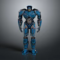 Blue Armored Robot With Mechanical Structure And Glowing Accents In Standing Pose 3d model