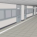 Elevator Corridor Design With Side Doors Floor Lines And Ceiling Grid 3d model