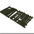 Green Wooden Fence Scene Components With Planks For Outdoor Garden Decoration